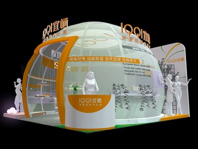 36平米展臺設(shè)計制作：一面開口/現(xiàn)代/型材結(jié)構(gòu)/白色，為嬰幼展展商而作（免費(fèi)使用）