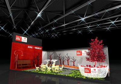 96平米展臺設(shè)計(jì)制作：二面開口/田園/木質(zhì)結(jié)構(gòu)/彩色，為綜合展展商而作（免費(fèi)使用）