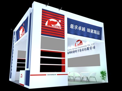 36平米展臺(tái)設(shè)計(jì)制作：三面開口/現(xiàn)代/型材結(jié)構(gòu)/彩色，為電子展展商而作（免費(fèi)使用）