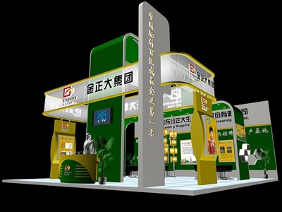 81平米展臺設計制作：三面開口/現(xiàn)代/木質(zhì)結(jié)構/彩色，為綜合展展商而作（免費使用）