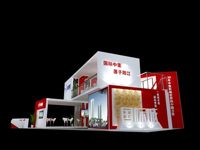 48平米展臺設(shè)計制作：三面開口/前衛(wèi)/木質(zhì)結(jié)構(gòu)/粉色，為房產(chǎn)展展商而作（免費使用）