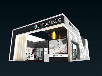 150平米展臺設(shè)計制作：三面開口/前衛(wèi)/型材結(jié)構(gòu)/灰色，為家具展展商而作（免費(fèi)使用）