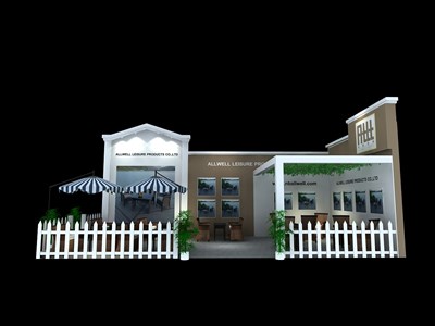 80平米展臺設(shè)計(jì)制作：二面開口/田園/木質(zhì)結(jié)構(gòu)/白色，為房產(chǎn)展展商而作（免費(fèi)使用）