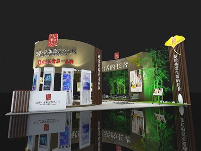 180平米展臺設計制作：三面開口/田園/木質結構/咖啡色，為房產展展商而作（免費使用）
