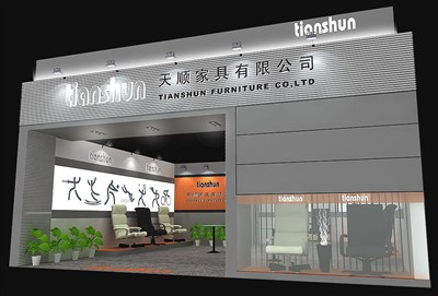 42平米展臺設(shè)計制作：一面開口/現(xiàn)代/型材結(jié)構(gòu)/灰色，為家具展展商而作（免費使用）