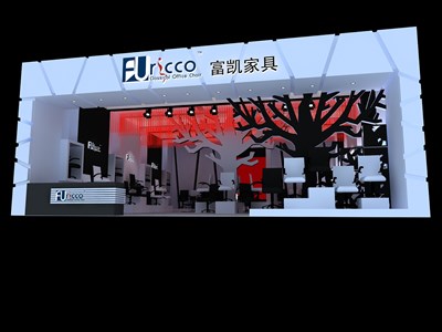 80平米展臺設(shè)計制作：一面開口/現(xiàn)代/型材結(jié)構(gòu)/灰色，為家具展展商而作（免費使用）