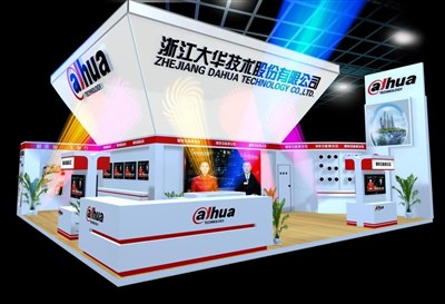 100平米展臺設計制作：二面開口/現(xiàn)代/型材結構/白色，為電子展展商而作（免費使用）