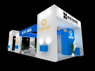 75平米展臺設(shè)計制作：四面開口/現(xiàn)代/木質(zhì)結(jié)構(gòu)/白色，為房產(chǎn)展展商而作（免費使用）