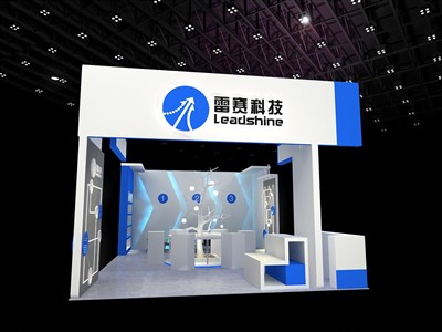 54平米展臺設(shè)計(jì)制作：三面開口/現(xiàn)代/型材結(jié)構(gòu)/白色，為電子展展商而作（免費(fèi)使用）