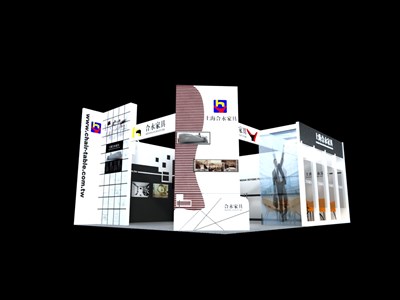 63平米展臺設計制作：二面開口/現(xiàn)代/木質(zhì)結構/白色，為建材展展商而作（免費使用）