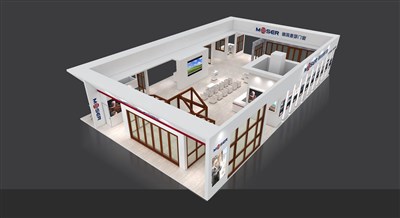 292.5平米展臺設(shè)計制作：四面開口/現(xiàn)代/木質(zhì)結(jié)構(gòu)/米色，為建材展展商而作（免費使用）