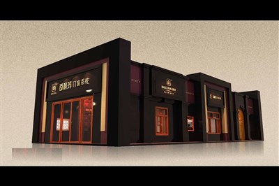 189平米展臺設(shè)計制作：二面開口/現(xiàn)代/木質(zhì)結(jié)構(gòu)/黑色，為建材展展商而作（免費使用）