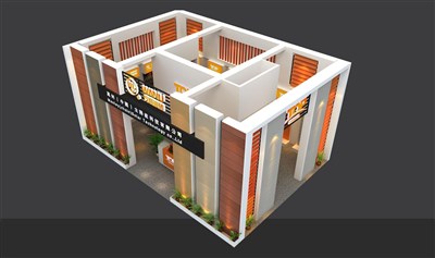 70平米展臺(tái)設(shè)計(jì)制作：二面開(kāi)口/前衛(wèi)/型材結(jié)構(gòu)/橙色，為建材展展商而作（免費(fèi)使用）