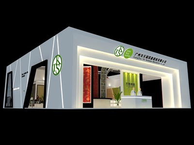 225平米展臺設計制作：三面開口/現(xiàn)代/木質(zhì)結構/米色，為建材展展商而作（免費使用）