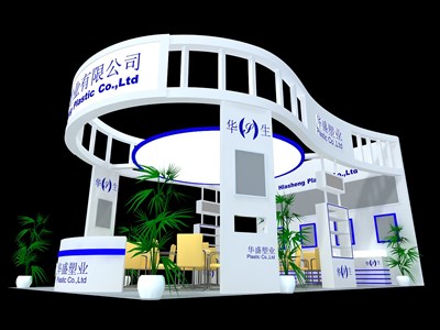 54平米展臺設(shè)計制作：三面開口/現(xiàn)代/木質(zhì)結(jié)構(gòu)/白色，為建材展展商而作（免費使用）