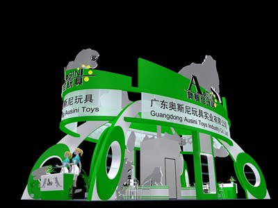 72平米展臺設(shè)計制作：四面開口/現(xiàn)代/木質(zhì)結(jié)構(gòu)/綠色，為綜合展展商而作（免費使用）