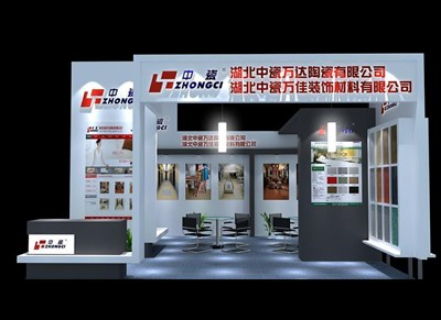 36平米展臺設(shè)計制作：二面開口/現(xiàn)代/木質(zhì)結(jié)構(gòu)/灰色，為建材展展商而作（免費(fèi)使用）