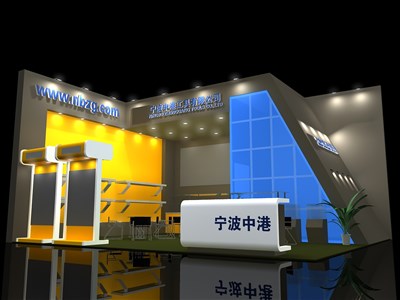42平米展臺設(shè)計制作：二面開口/現(xiàn)代/木質(zhì)結(jié)構(gòu)/灰色，為建材展展商而作（免費(fèi)使用）