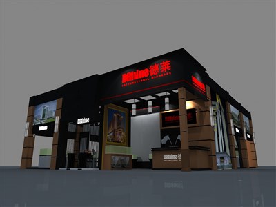 180平米展臺(tái)設(shè)計(jì)制作：三面開口/現(xiàn)代/木質(zhì)結(jié)構(gòu)/紫色，為建材展展商而作（免費(fèi)使用）