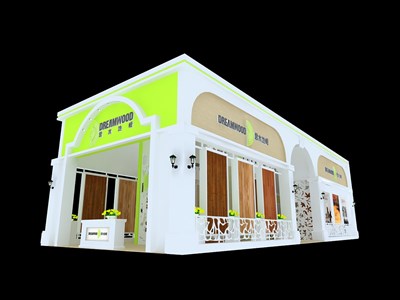 160平米展臺設(shè)計制作：三面開口/現(xiàn)代/木質(zhì)結(jié)構(gòu)/白色，為建材展展商而作（免費使用）