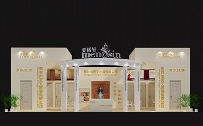 58.5平米展臺(tái)設(shè)計(jì)制作：一面開口/歐式/木質(zhì)結(jié)構(gòu)/白色，為建材展展商而作（免費(fèi)使用）