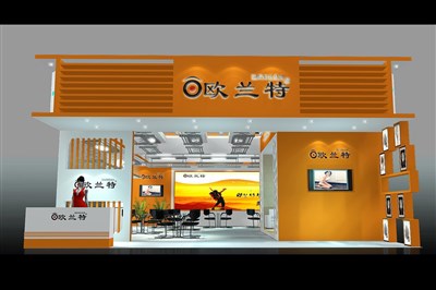 108平米展臺設計制作：二面開口/現(xiàn)代/木質(zhì)結(jié)構(gòu)/橙色，為建材展展商而作（免費使用）