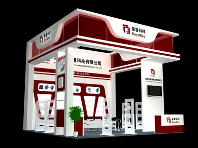 36平米展臺(tái)設(shè)計(jì)制作：三面開口/現(xiàn)代/型材結(jié)構(gòu)/紅色，為電子展展商而作（免費(fèi)使用）