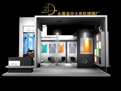 36平米展臺(tái)設(shè)計(jì)制作：三面開(kāi)口/現(xiàn)代/木質(zhì)結(jié)構(gòu)/灰色，為建材展展商而作（免費(fèi)使用）