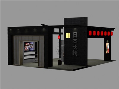 108平米展臺(tái)設(shè)計(jì)制作：四面開口/田園/木質(zhì)結(jié)構(gòu)/黑色，為食品展展商而作（免費(fèi)使用）