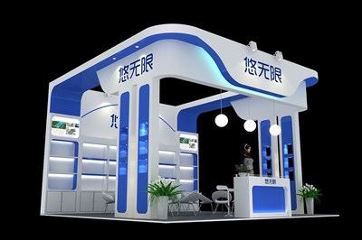 36平米展臺(tái)設(shè)計(jì)制作：三面開口/現(xiàn)代/木質(zhì)結(jié)構(gòu)/白色，為食品展展商而作（免費(fèi)使用）