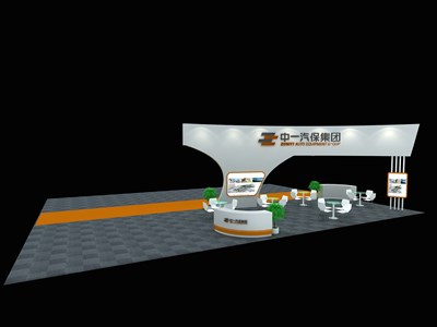 108平米展臺設(shè)計制作：四面開口/現(xiàn)代/木質(zhì)結(jié)構(gòu)/橙色，為汽配展展商而作（免費(fèi)使用）