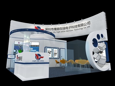 36平米展臺(tái)設(shè)計(jì)制作：三面開(kāi)口/現(xiàn)代/木質(zhì)結(jié)構(gòu)/白色，為電子展展商而作（免費(fèi)使用）
