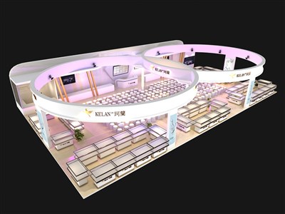 416平米展臺設(shè)計制作：三面開口/現(xiàn)代/木質(zhì)結(jié)構(gòu)/白色，為珠寶展展商而作（免費使用）