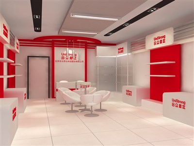 43.2平米展廳設(shè)計(jì)制作：現(xiàn)代/紅色，產(chǎn)品類展廳-合眾思壯（免費(fèi)使用）
