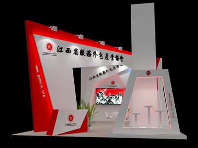 57平米展臺(tái)設(shè)計(jì)制作：四面開(kāi)口/前衛(wèi)/木質(zhì)結(jié)構(gòu)/紅色，為工藝品展展商而作（免費(fèi)使用）