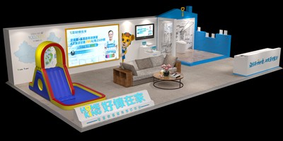47.5平米展臺(tái)設(shè)計(jì)制作：三面開(kāi)口/現(xiàn)代/木質(zhì)結(jié)構(gòu)/白色，為綜合展展商而作（免費(fèi)使用）